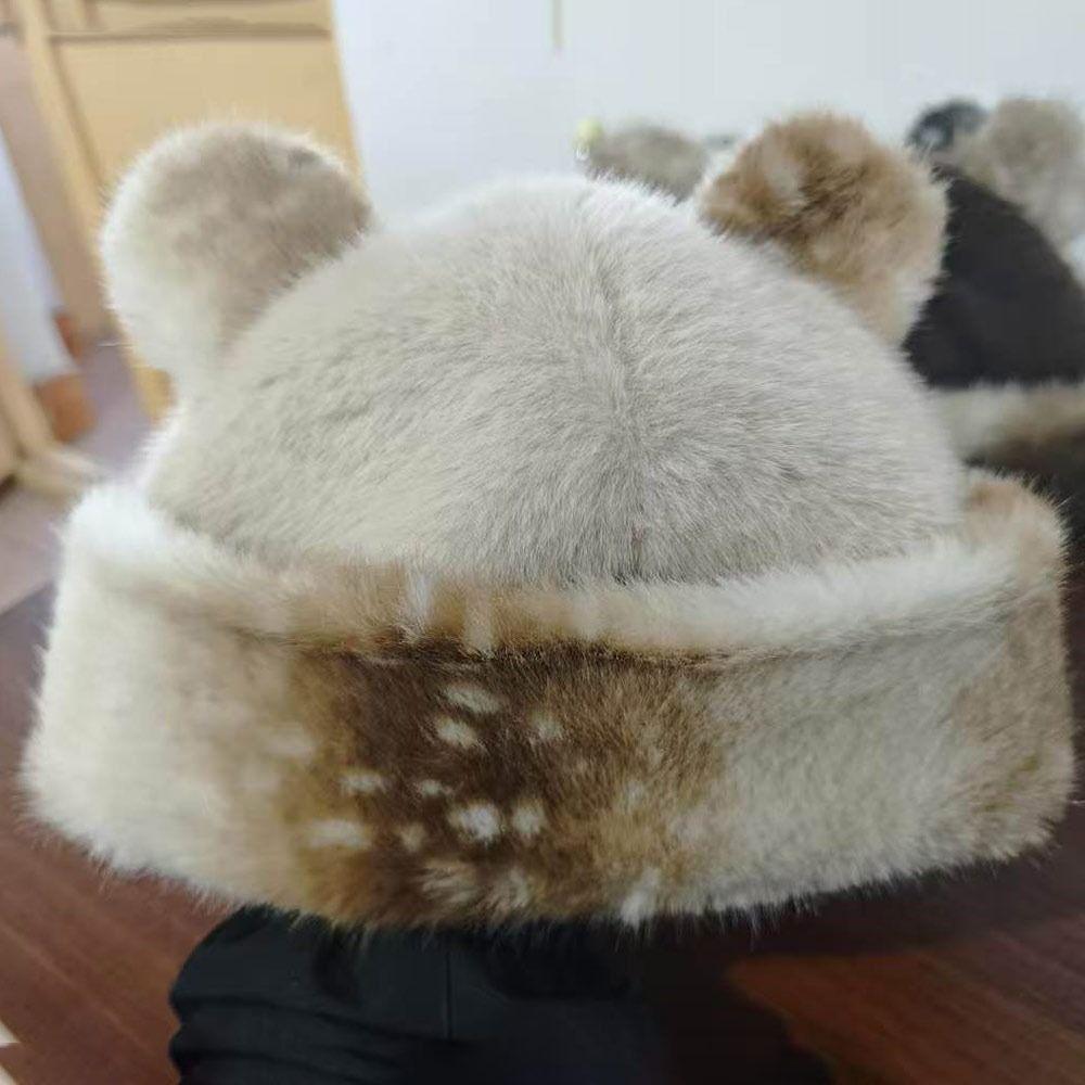 Thicken Fleece Winter Hat Ear Protection Hooded Beanie Fashion Fluffy Panama Hat for Women
