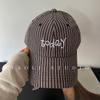 YaI vintage striped today embroidered baseball cap children shading big head circumference showing face small peaked cap men