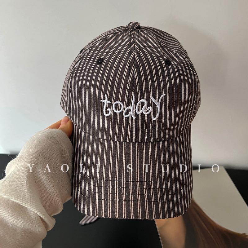 YaI vintage striped today embroidered baseball cap children shading big head circumference showing face small peaked cap men