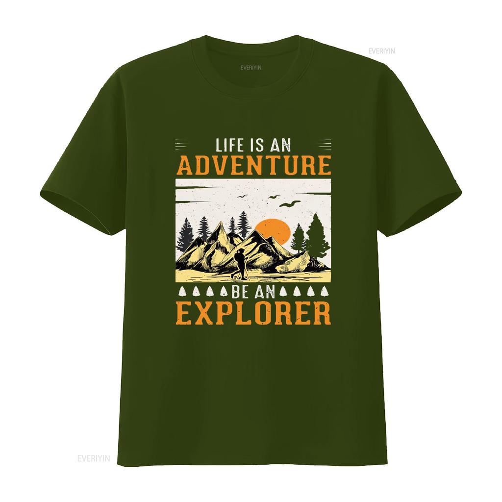 Womens Life is An Adventure Be Explorer Quote Camping Vintage  T Shirt vintage Washed Breathable Casual Unisex fashion