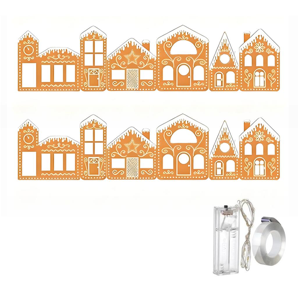 DIY Foldable Xmas Gingerbread House Cardboard Kit with LED Lights Xmas Gingerbread House Craft Decor Kit for New Year Decoration