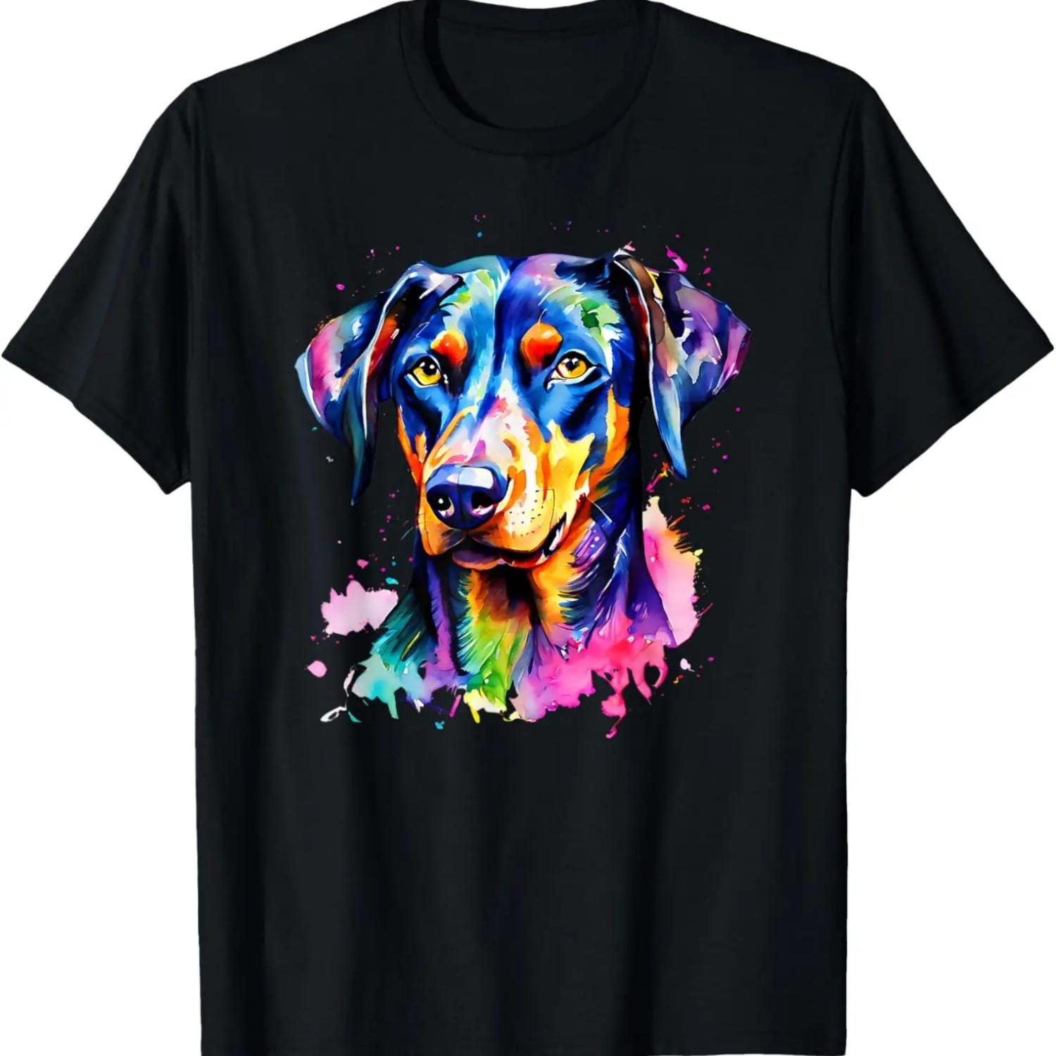Собака Милый Доберман Пижама Пинчер Разноцветный Тай-дай Футболка с Доберманом S