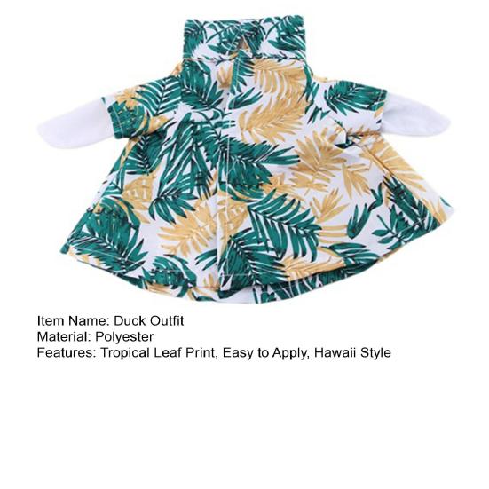 Hawaii Duck Outfit Lapel Pet Duck Clothing Tropical Leaf Print Costume for Pet Ducks And Geese Parties Beach Seaside Outings Dress-up