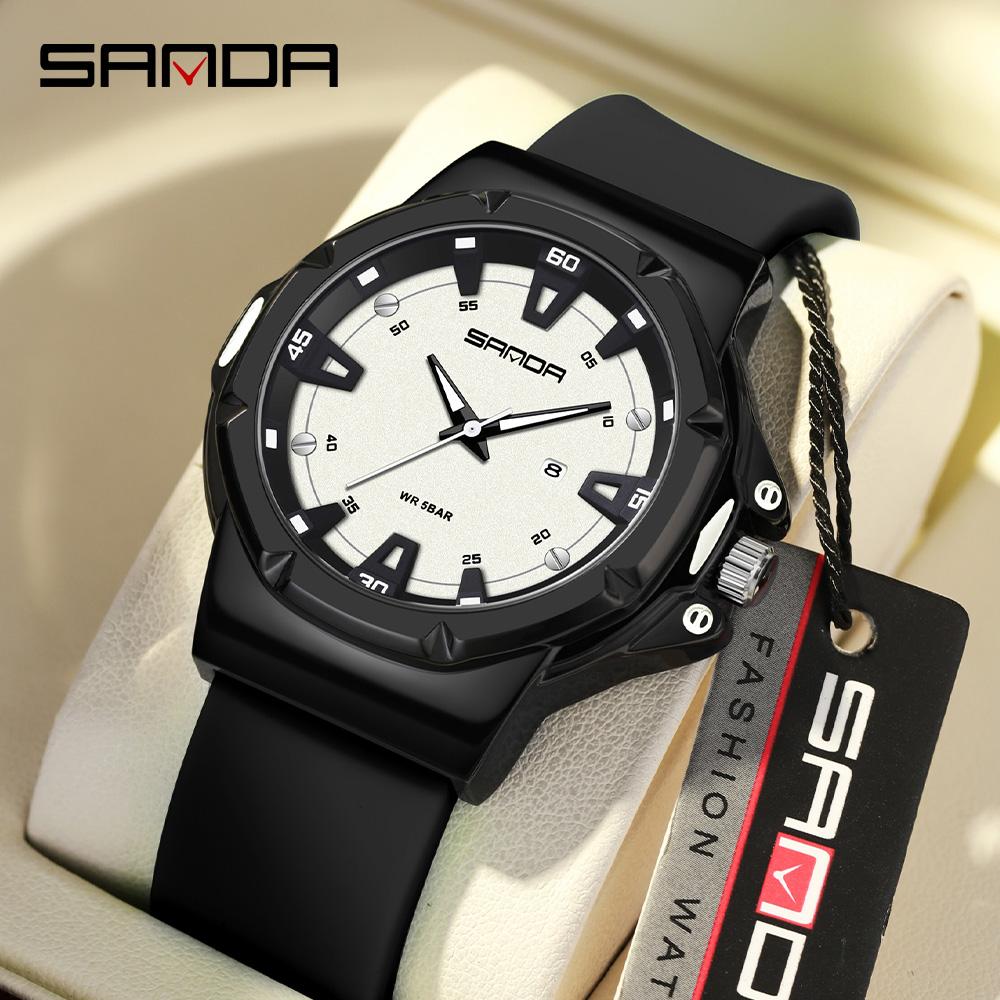 SANDA New 3260 Fashion Student Quartz Watch Waterproof Luminous Calendar Simple Women's Student Quartz Watch