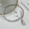 Retro Layer Earrings and Necklace With Bohemian Heart Pendant Pearls Choker And Cuban Chain Jewelry For Women Girls