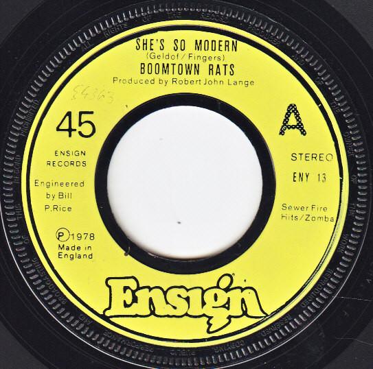 

7inch Record BOOMTOWN RATS Shes So Modern ENY13 Ensign 1978 UK Rock Used
