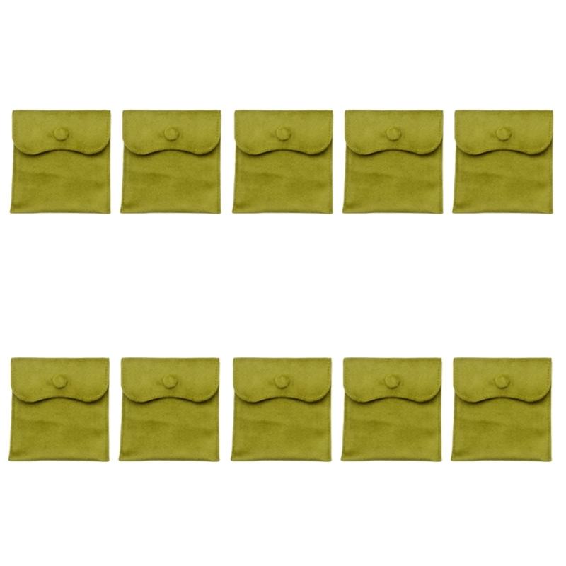 Soft Velvety Jewelry Storage Pouches, 10 Separate Snap-Button Bags for Sorting, Travel Carrying, and Gift Presentation