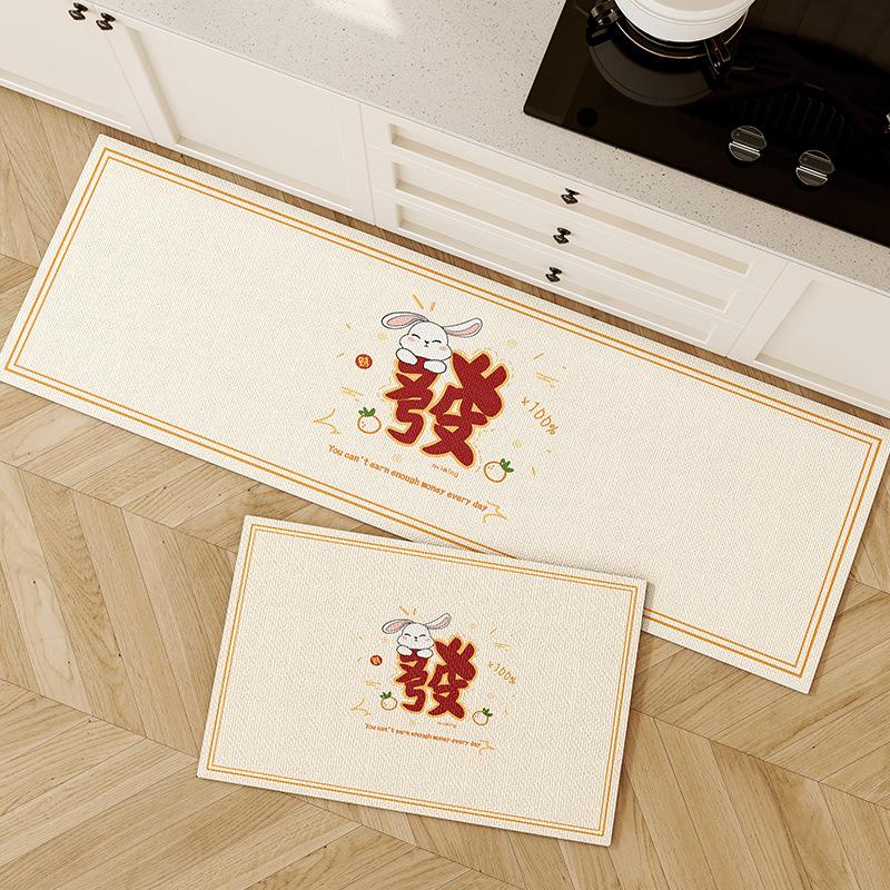 Kitchen Floor Mat, Water Absorption, Oil Absorption, Non-Slip, Diatom Mud Quick-Drying, Long Foot Mat, Household Dirt-Resistant Bathroom Carpet