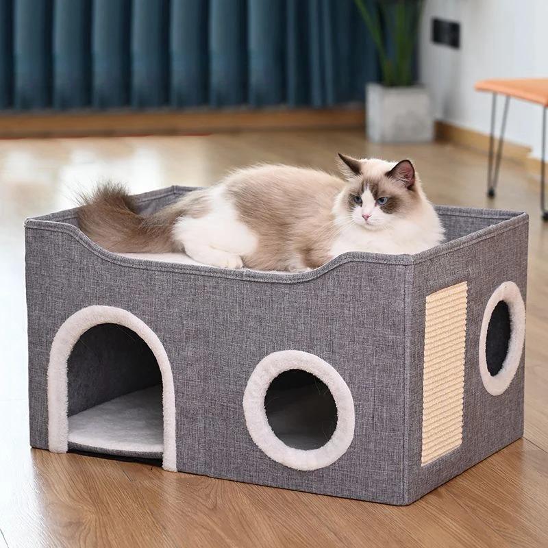 Cats Bed Warm Houses for Winter Pet Beds Things Basket Goods Dog Puppy Accessories Supplies Mat House Kitten Habitats Products