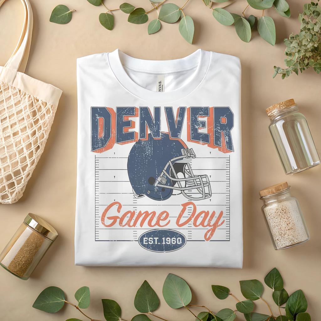 Denver Game Day T-Shirt – Vintage Football Graphic Tee A291