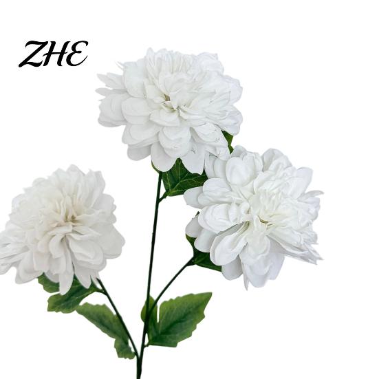 Realistic Decorative Plants Artificial 3 Head Dahlia Flowers, Silk Fabric Floral Arrangement, Bouquets Adjustable Fake Flowers for Home Decor Wedding