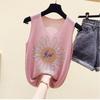 Women's Shiny Silk V-Neck Sleeveless Vest New Spring/Summer Style with Loose Fit and Diamond Accents