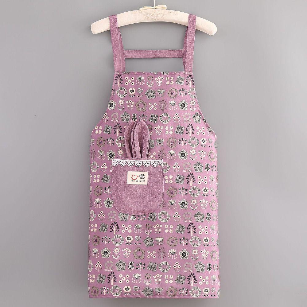 2Pcs Breathable Kitchen Cooking Apron Canvas Cleaning Apron Suspender Work Dress  BBQ