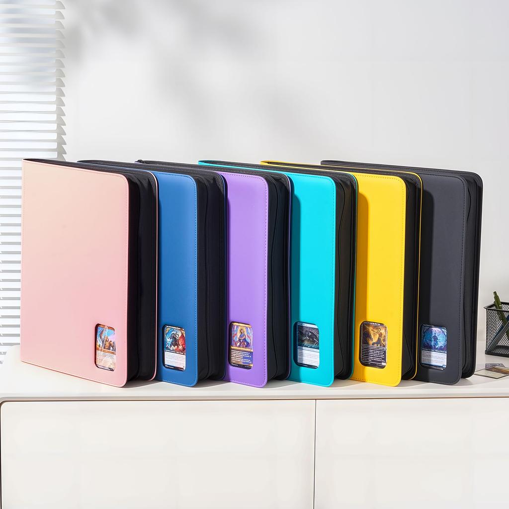 ProCase Card File with Transparent Top Extra Holds 324 Cards In 9 Collection Trading Card File Black Window, Loader, Large, Pockets, Album, -
