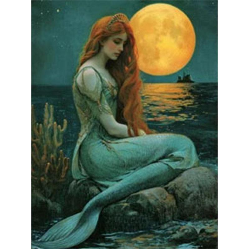 DIY Diamantový obraz Dcera moře Sada křížových stehů Mozaika Umění Diamantový obraz Kruhový/čtvercový Diamantový domov Dekorace