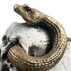 Skull Snake Figurine Small Resin Snake Skeleton Head Sculpture Gothic Tabletop Decoration for Halloween Party Bar Office Desk Ornament