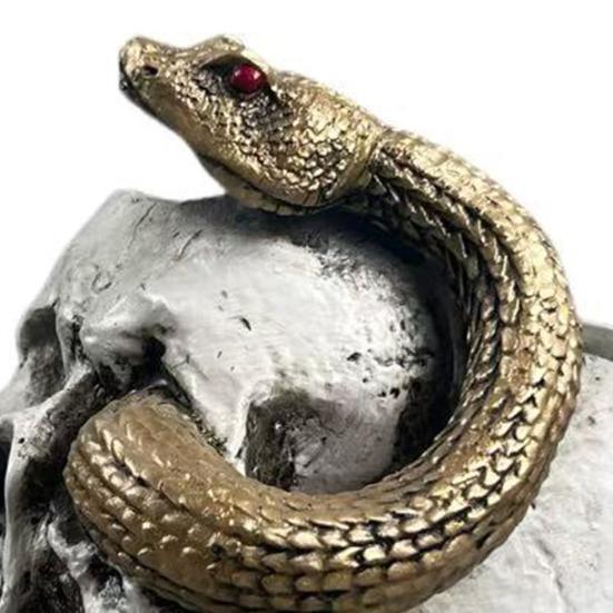 Skull Snake Figurine Small Resin Snake Skeleton Head Sculpture Gothic Tabletop Decoration for Halloween Party Bar Office Desk Ornament
