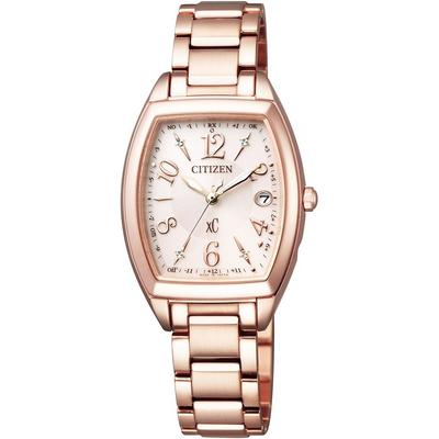[CITIZEN] xC ES9392-51W Radio Watch Waterproof Tonneau Case Women's Pink Gold Made In Japan