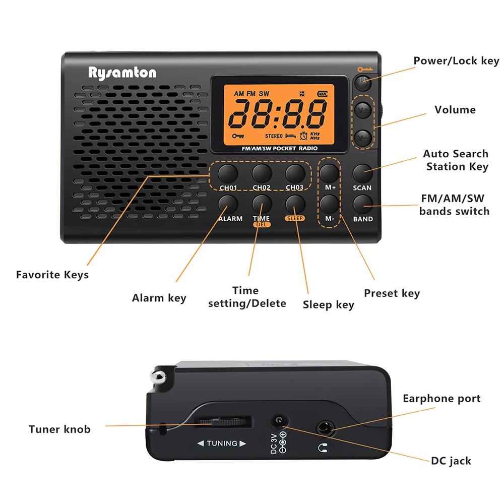 Tragbares Batterieradio FM Kurzwelle Digitaluhrradio mit Sleep-Timer Display Tragbare Kleine Batteriebetriebene Radios