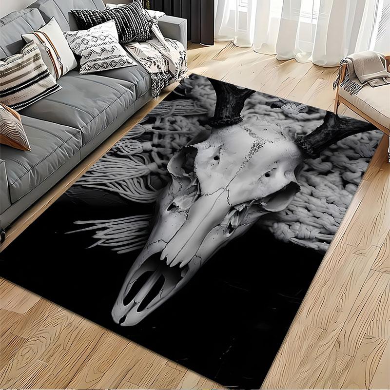 Deer Skull with Antlers Design suitable as a non-slip mat for the living room or bedroom sofa
