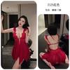 Sexy pure desire mesh nightdress chest pad erotic underwear women's perspective lace seduction pajamas