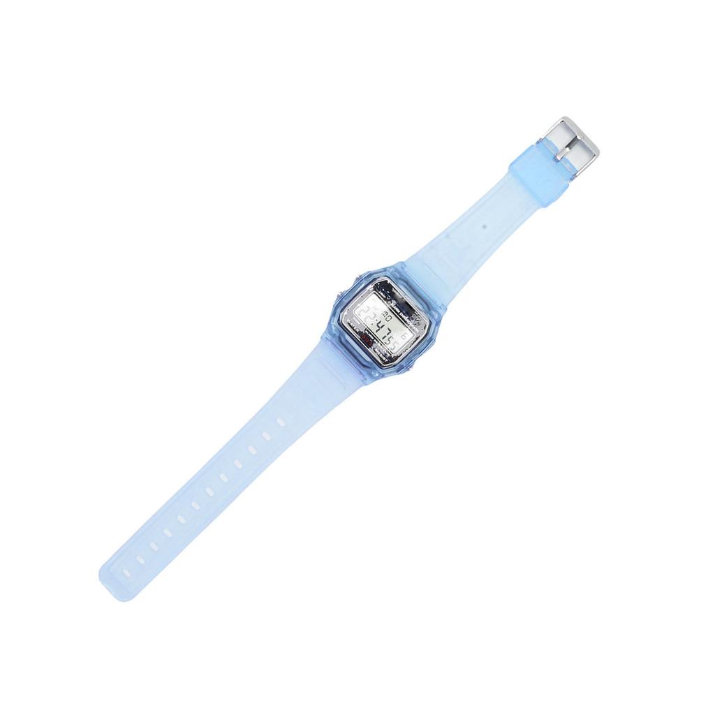 Digital Sports Watch LED Backlight Unisex Multifunctional Waterproofing Fashion Electronic Watch Transparent Blue