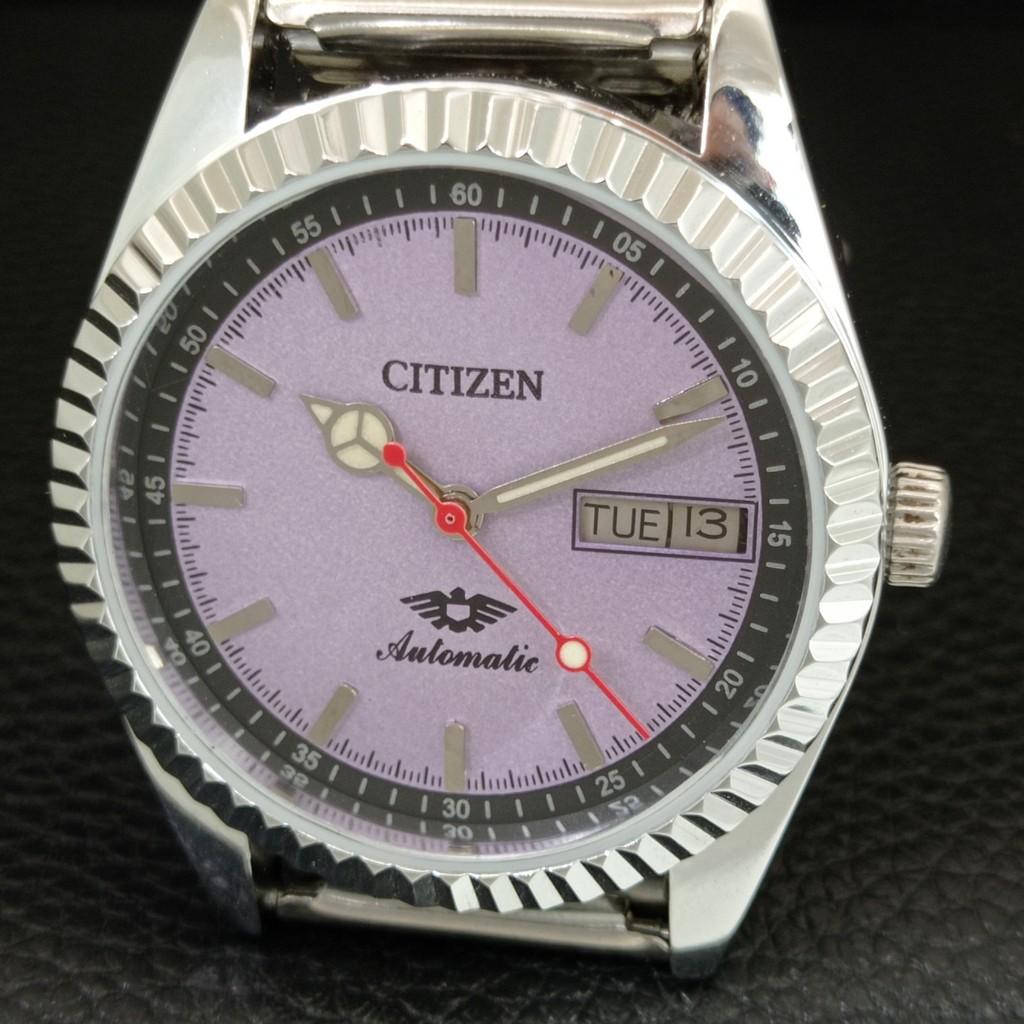 VINTAGE REFURBISHED CITIZEN AUTOMATIC JAPAN MENS PURPLE DIAL WATCH a446761-1