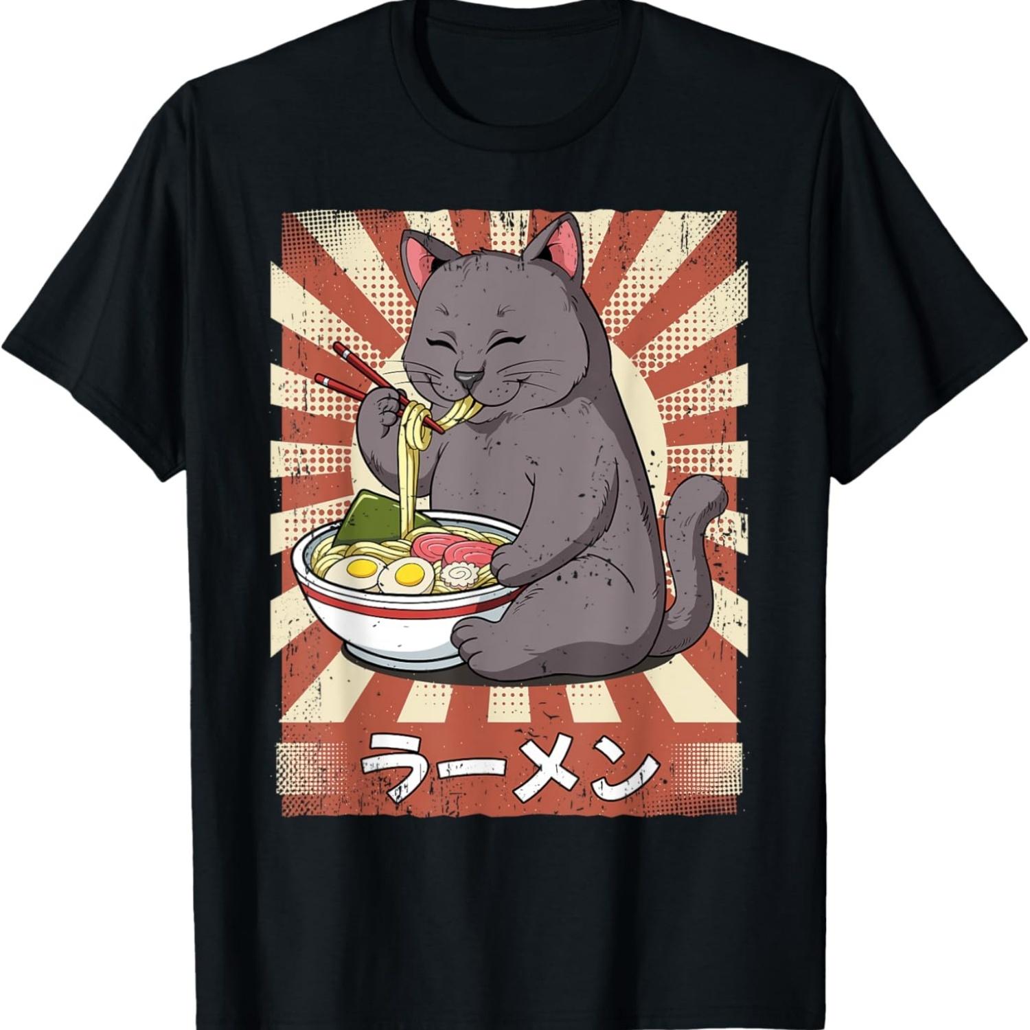 Ramen Cat Noodle Soup Ramen T-Shirt S чёрный