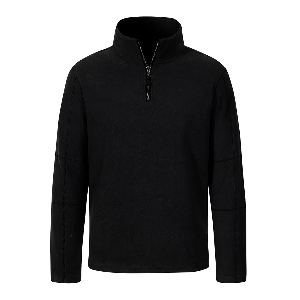 Men's Winter Solid Color Fleece Sweatshirt Men's Casual Half Zipper Stand Collar Sweatshirt