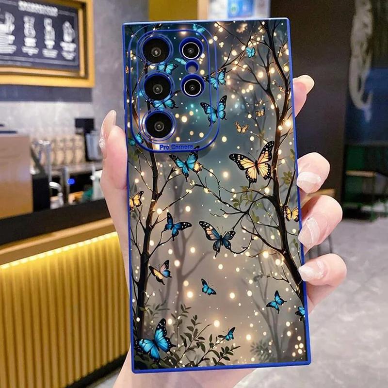 Glow In The Dark Butterfly Phone Case For Samsung A55 5G Case Galaxy A15 A35 A54 S25 Ultra S24 S23 FE S22 S21 S20 Plus Cover