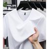 Mens V Neck Solid Color Short Sleeve T Shirt