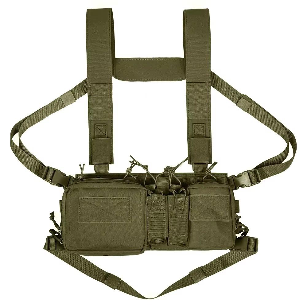 Taktische Brustweste Rig Bag Feldtrainingsweste Multifunktionaler Camouflage-Gurt mit Mehreren Taschen Outdoor Camping CS Match Pack