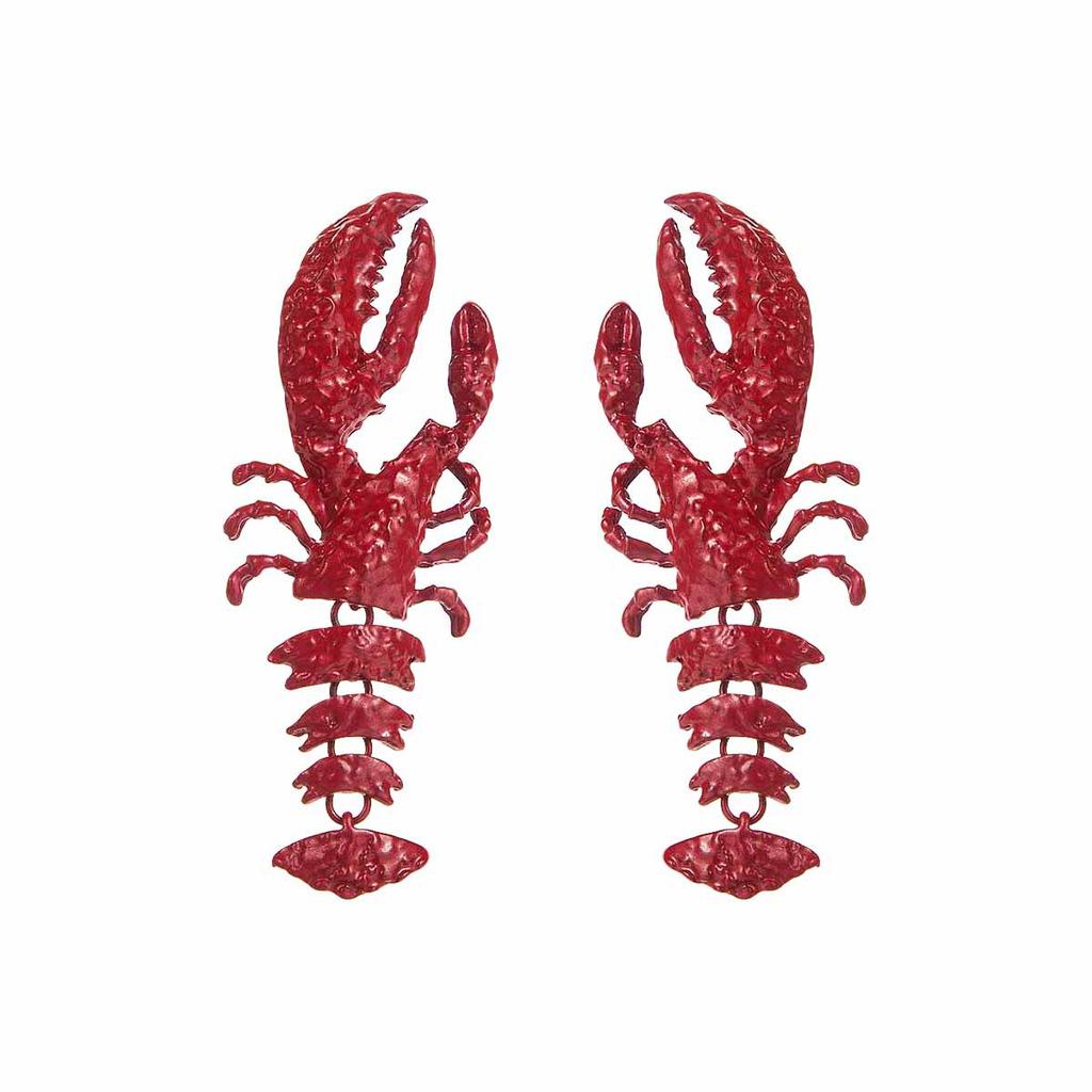 Exaggerated Multi-Color Baked Paint Crayfish Earrings for Women Ladies New Beach Vacation Pendant Earrings Jewelry Accessories