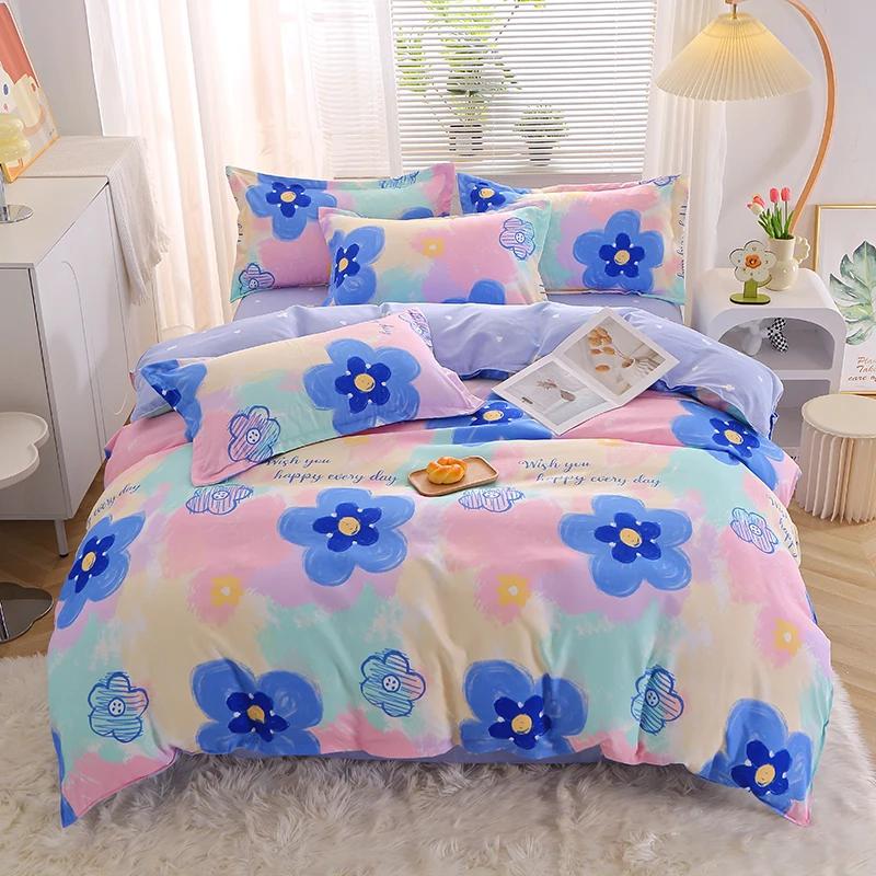 Comforter Girls Pink Flowers Colorful Spring Floral Bedding Set Reversible Print Polyester Comforter Girly