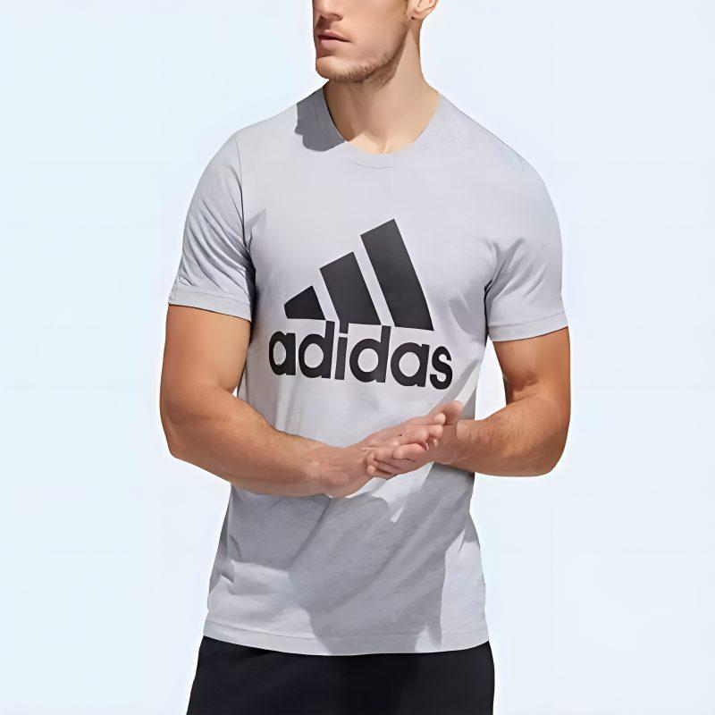 adidas T Shirts Men's Gray Crew Neck Moderate Straight Fit ED9607