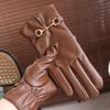 Thicken Women Leather Gloves Chain  Gloves Fashion Full Finger Mittens  Outdooor