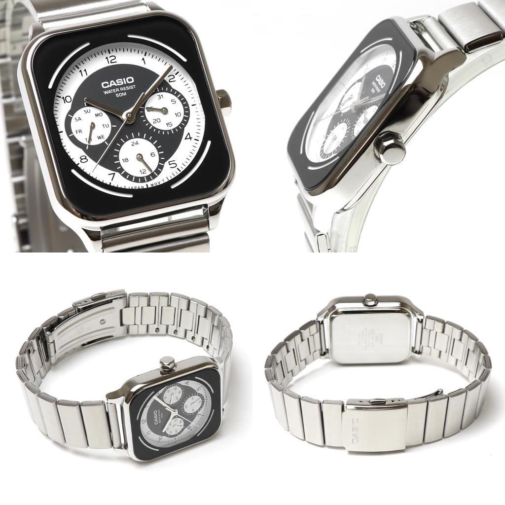 Casio Standard Multifunction Analog Watch with Rectangular Stainless Steel Metal Band MTP-M307D Day/Date Display, 24-Hour Timer, Men's, Business/Work