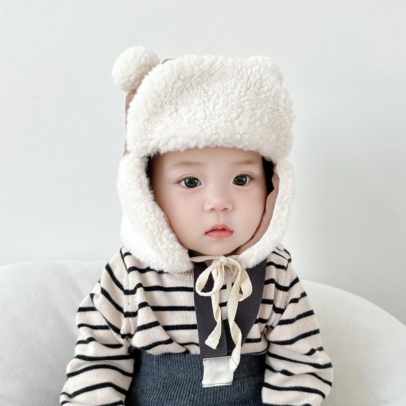 Lână Miel Copii Protecție Urechi Căciulă Bomber Iarnă Bebeluș Căciuli Copii Rezistent la Vânt Călduros Articole pentru Cap Bonetă 0-12L Infant Căciulă cu Apărătoare pentru Urechi