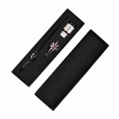 Penna stilografica a immersione in vetro floreale retrò ed elegante, con portapenne per inchiostro, rosa