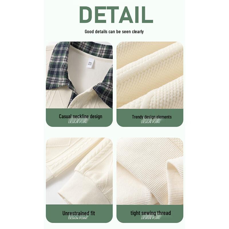 Wassup Sohot Men's American Style Color-block Lapel Fake Two-Piece Polo Sweatshirt