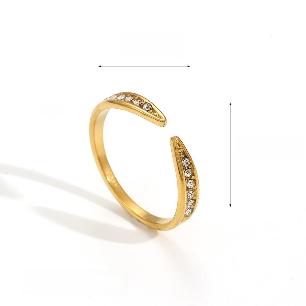 Style Geometric Stainless Steel Ring With Water Diamond Embedding For Women