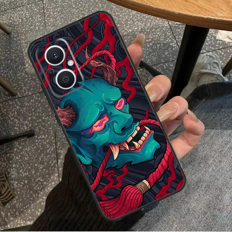 Japanese Oni Hannya Demon Mask For OPPO Reno 11F 12F 13F 14F 8T 10 11 12 13 14 Pro 8 7 Lite OPPO Find X8 X6 X5 X9 Pro Case