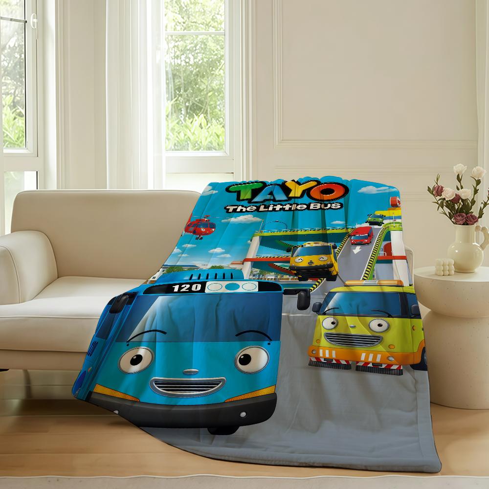 Мультяшная машина Т Тейо Маленький Автобус Плед Для Дивана Офиса Кровати Самолета Путешествий Сон Чтение Отдых Кемпинг Мягкий И Теплый 75x90cm