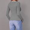 Dames Slim Fit Lange Mouwen Gestreept Nek T-shirt