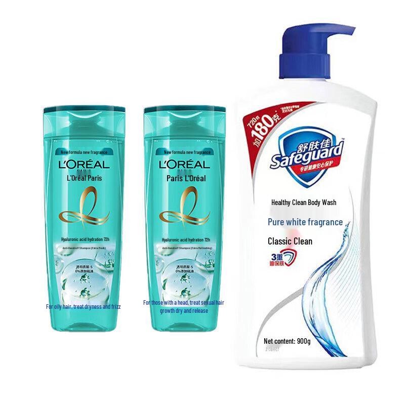 

L Oreal Hyaluronic Anti-Dandruff Shampoo & Safeguard Body Wash Set
