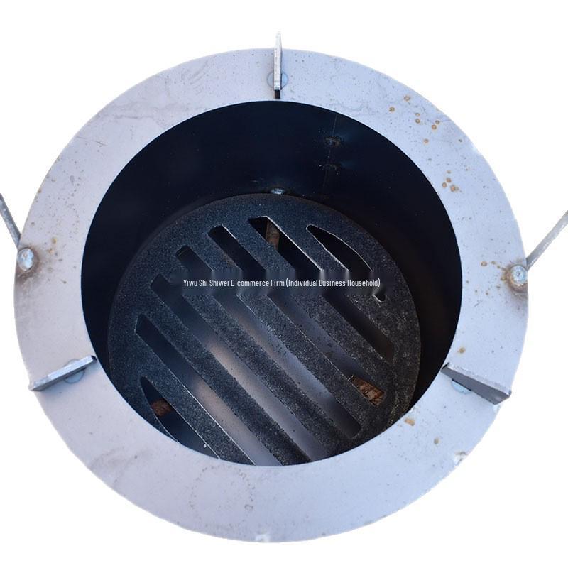 Round Multifunctional Charcoal BBQ and Tea Stove - Wood Burning Heater for Picnics and Cooking.