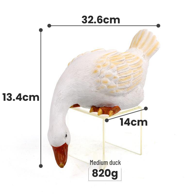 White Duck Pond Decoration with Fish - Resin Garden Ornament