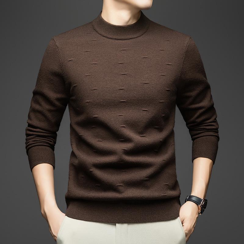 Winter Thick Jacquard Knit Sweater with Half-High Collar for All Ages
