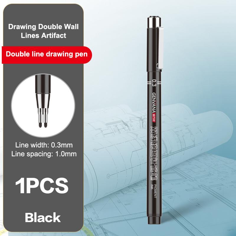 Double-Line Gel Pen 0.1Mm/0.3Mm/0.5Mm, Essential For Architectural Design Exams, Note-Taking, And Painting