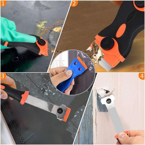 Cluoling Razor Blade Scraper for Removing Labels, Registration Stickers, Tint, Grease from Windshields, Pocket Scraper, Safety Scraper, Double-Head Gl